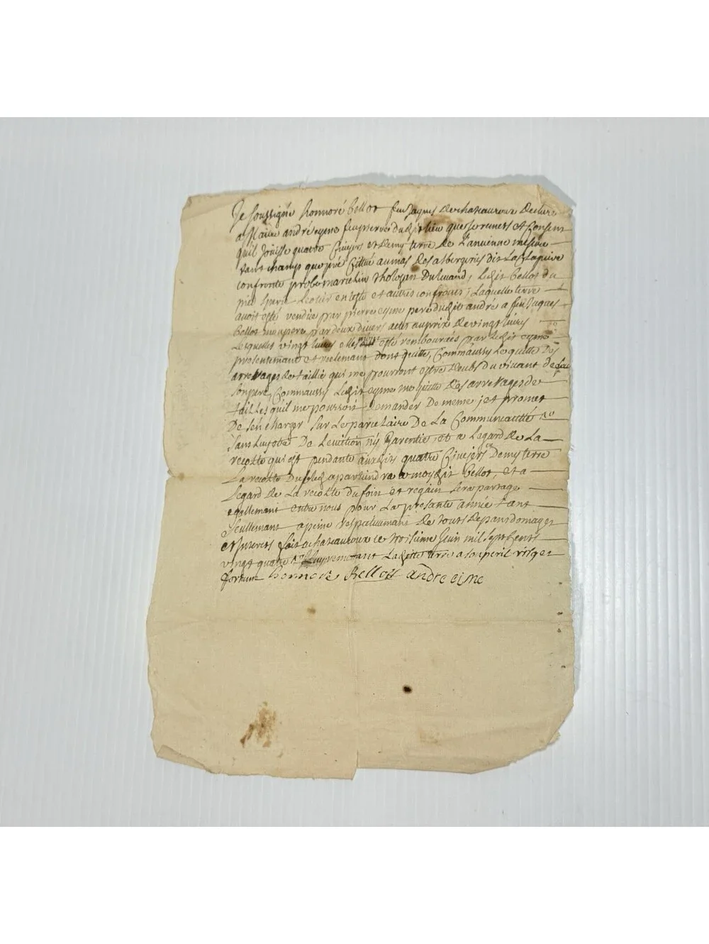 Original 1724 French Notarial Land Agreement Signed Pre-1800 Manuscript Ephemera